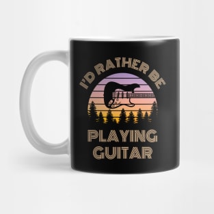 I'd Rather Be Playing Guitar S-Style Electric Guitar Vintage Sunset Mug